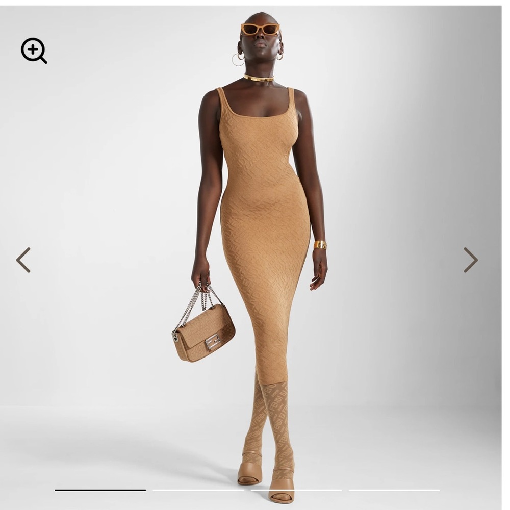 SKIMS FENDI embossed midi dress